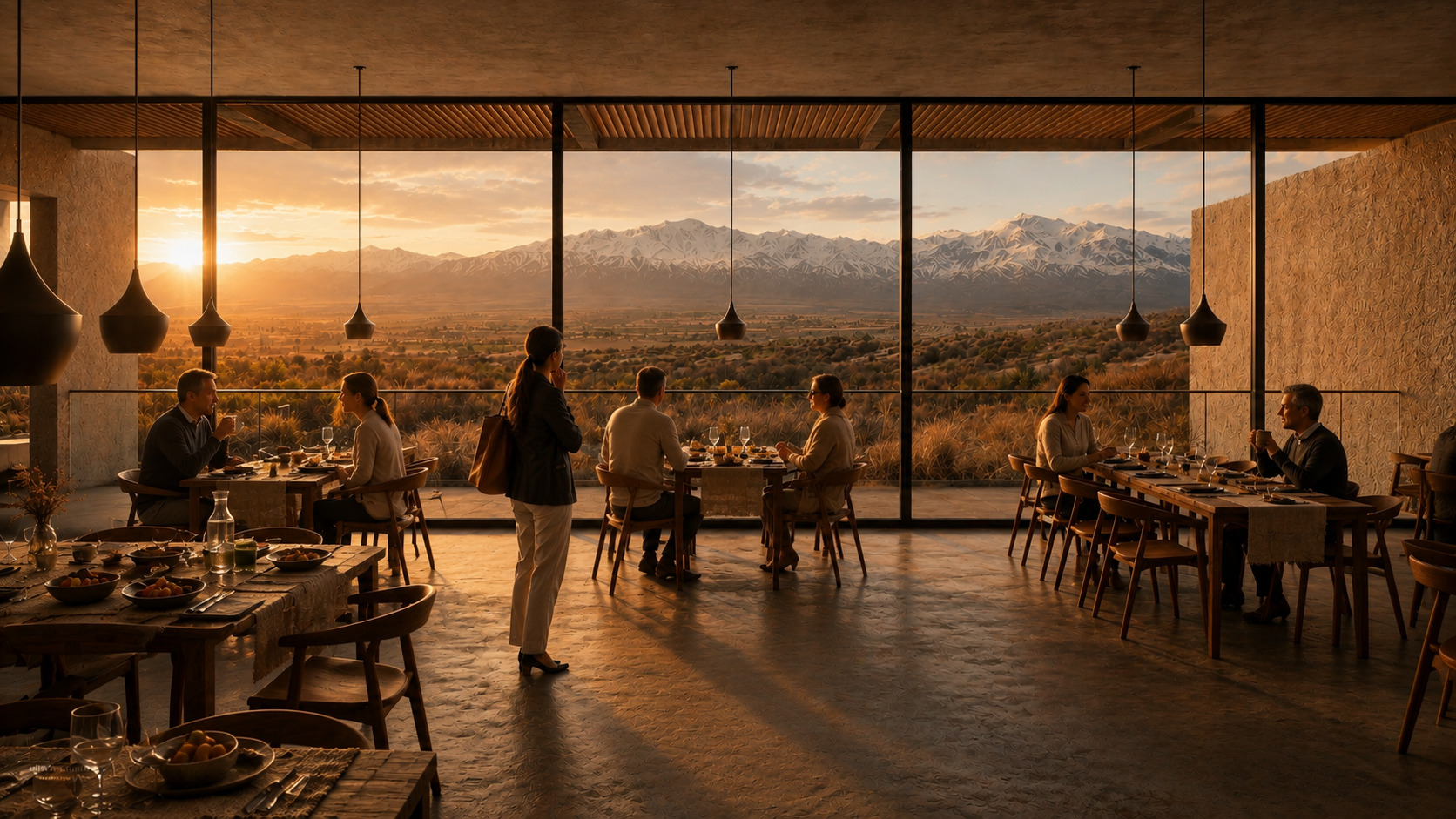 Salón gastronómico con vista al valle